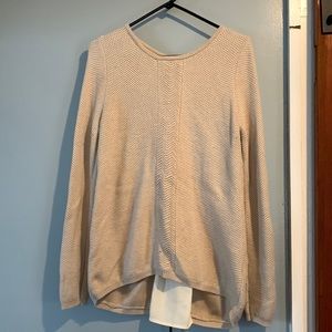 Tan Knit Sweater with zipper back detail